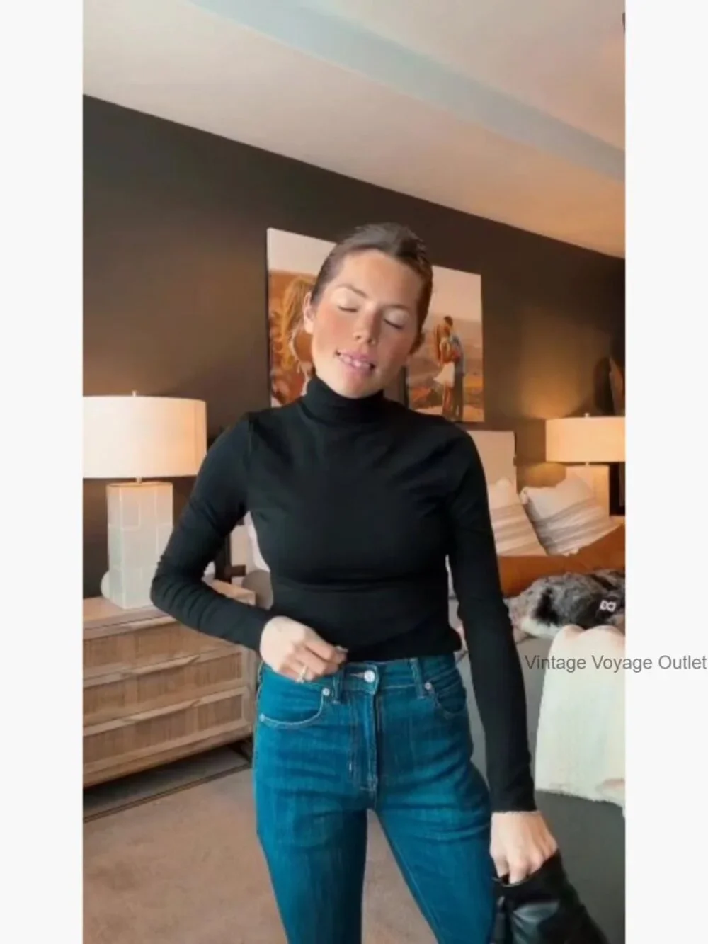 Women's Oversized Trench Coat Casual Jacket with Plaid Lining Pockets - Picture 6 of 7